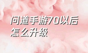 问道手游70以后怎么升级