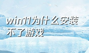 win11为什么安装不了游戏