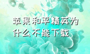 苹果和平精英为什么不能下载