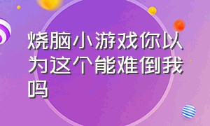 烧脑小游戏你以为这个能难倒我吗