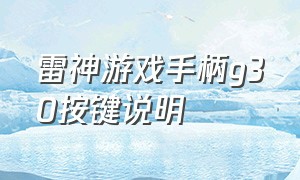 雷神游戏手柄g30按键说明（雷神游戏手柄g30s连招设置教程）