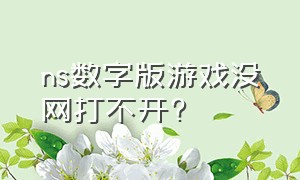 ns数字版游戏没网打不开?（ns设置密码为什么还能打开游戏）