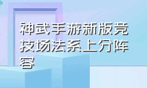 神武手游新版竞技场法系上分阵容