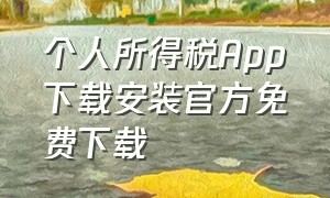 个人所得税App下载安装官方免费下载（个人所得税app安装免费版）