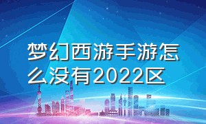 梦幻西游手游怎么没有2022区（梦幻西游手游2024区不用排队了）