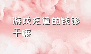 游戏充值的钱够干嘛（为什么游戏充值用的是别人的钱）