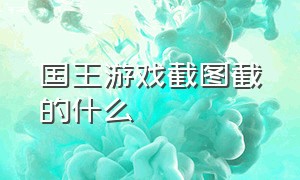 国王游戏截图截的什么