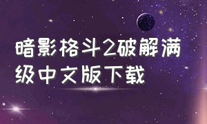 暗影格斗2破解满级中文版下载