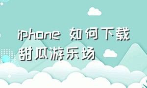 iphone 如何下载甜瓜游乐场