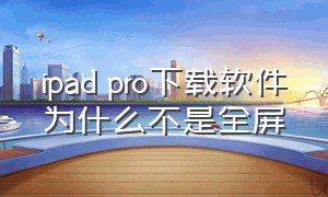 ipad pro下载软件为什么不是全屏