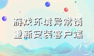 游戏环境异常请重新安装客户端