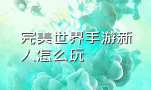 完美世界手游新人怎么玩（完美世界手游官网）