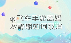 qq飞车手游离婚冷静期如何取消（qq飞车手游离婚冷却期后怎么复婚）