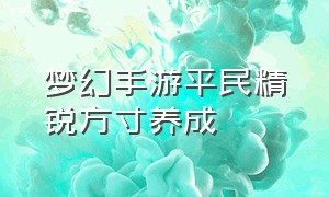 梦幻手游平民精锐方寸养成（梦幻手游方寸平民怎么提升自己）