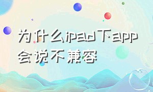 为什么ipad下app会说不兼容（ipad软件下载不兼容）