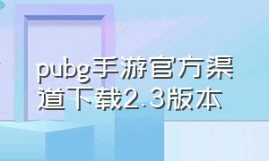 pubg手游官方渠道下载2.3版本