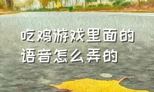 吃鸡游戏里面的语音怎么弄的