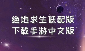 绝地求生低配版下载手游中文版（绝地求生下载安装免费）