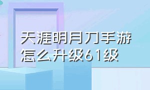 天涯明月刀手游怎么升级61级