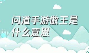 问道手游做王是什么意思