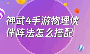 神武4手游物理伙伴阵法怎么搭配（神武4手游普陀伙伴搭配及阵法）