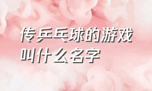 传乒乓球的游戏叫什么名字