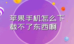 苹果手机怎么下载不了东西啊