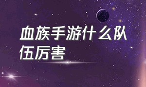 血族手游什么队伍厉害