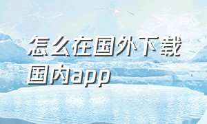 怎么在国外下载国内app