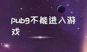 pubg不能进入游戏