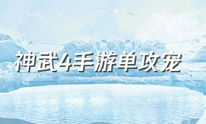 神武4手游单攻宠（神武4手游85级洗什么宠）