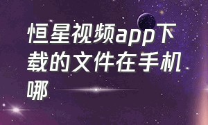 恒星视频app下载的文件在手机哪