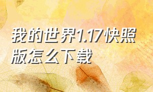 我的世界1.17快照版怎么下载