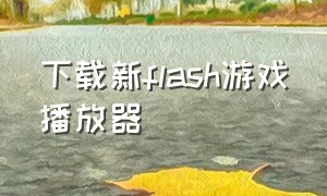 下载新flash游戏播放器