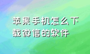 苹果手机怎么下载微信的软件（苹果手机怎么下载多个微信软件）