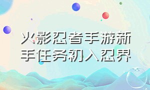 火影忍者手游新手任务初入忍界