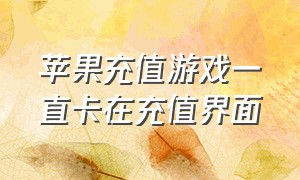 苹果充值游戏一直卡在充值界面