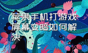 苹果手机打游戏屏幕变暗如何解决