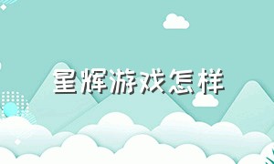 星辉游戏怎样