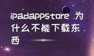 ipadappstore 为什么不能下载东西（ipad appstore怎么下不了软件了）