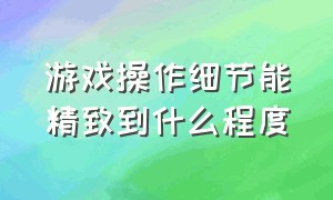 游戏操作细节能精致到什么程度