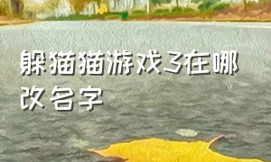 躲猫猫游戏3在哪改名字（躲猫猫游戏3在哪个链接预约）