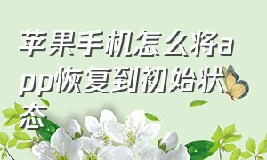 苹果手机怎么将app恢复到初始状态