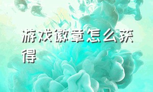 游戏徽章怎么获得