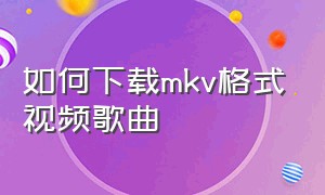 如何下载mkv格式视频歌曲