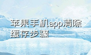 苹果手机app清除缓存步骤