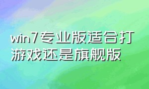 win7专业版适合打游戏还是旗舰版