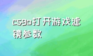 csgo打开游戏滤镜参数（csgo游戏滤镜怎么调出高级感）