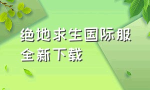 绝地求生国际服全新下载（绝地求生国际服pubg地铁逃生）