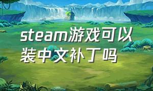 steam游戏可以装中文补丁吗
